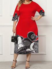 Casual Dress Women's Plus Graphic Print Midi Dress