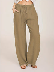 Drawstring Wide Leg Pants Solid Palazzo Pants Women's Clothing