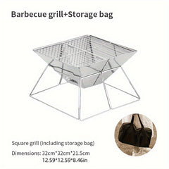 Portable Square BBQ Grill for Camping Picnic Stainless Steel High Temp Resistant
