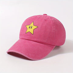 Cartoon Star Print Baseball Cap Distressed Dad Hats Lightweight Sun Hats
