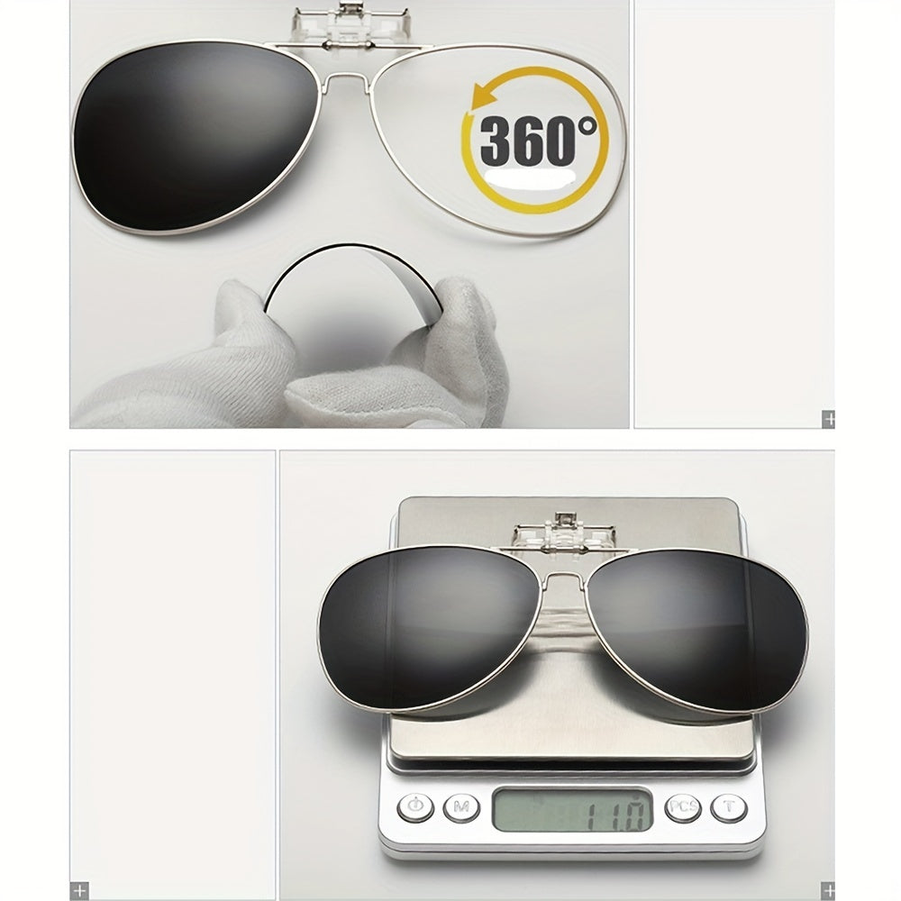 SOOLALA Alloy Frame Polarized Clip on Sunglasses