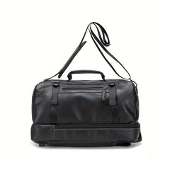 Men's Large Capacity PU Leather Backpack Crossbody Travel Business Bag