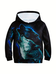 Wolf 3D Print Boys Hooded Sweatshirt Spring Fall Kids Hoodie Tops