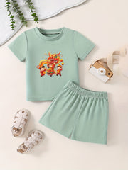 Toddler Kid 2pcs Bottoming Set Short Sleeve T shirt & Matching Shorts