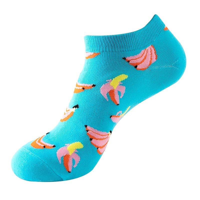 4 Pairs Fruit Pattern Boat Socks Colorful Low Cut Ankle Stockings