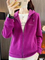 Hooded Jacket Plush Lined Sports Coat Women's Activewear