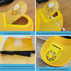 USB Rechargeable Fan Hat Candy Visor Hat Adjustable PVC Casual Sun Hat