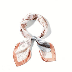 Apricot Flower Bandana Rose Satin Neckerchief Silk Scarf
