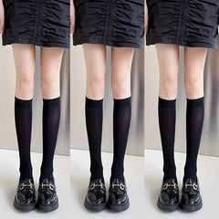 3 Pairs Solid Knee High Socks Soft & Comfy Women's Stockings & Hosiery