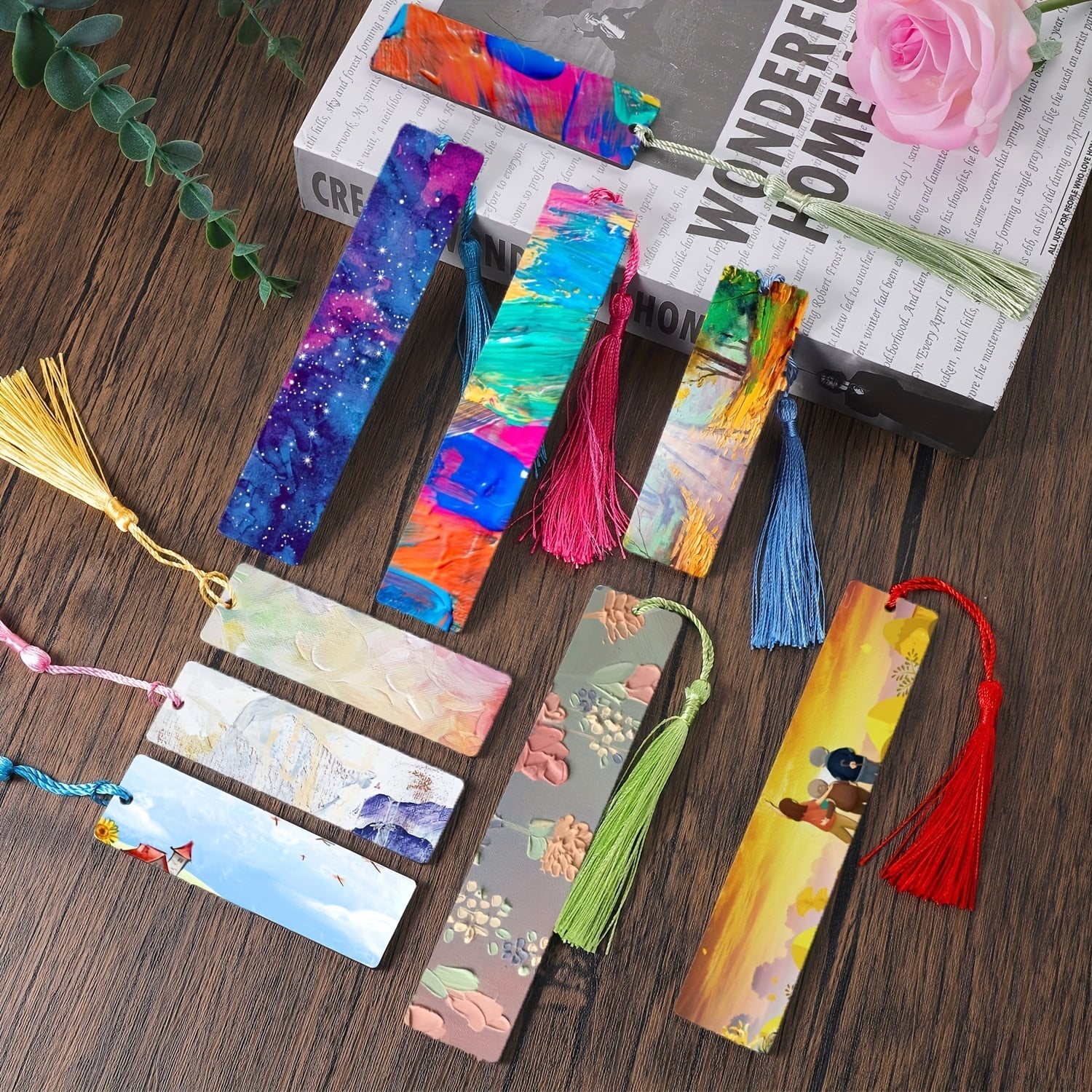 20pcs Sublimation Blank Bookmarks with Colored Tassels