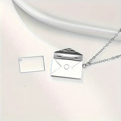 Personalized Name Necklace with Envelope Pendant - Stainless Steel