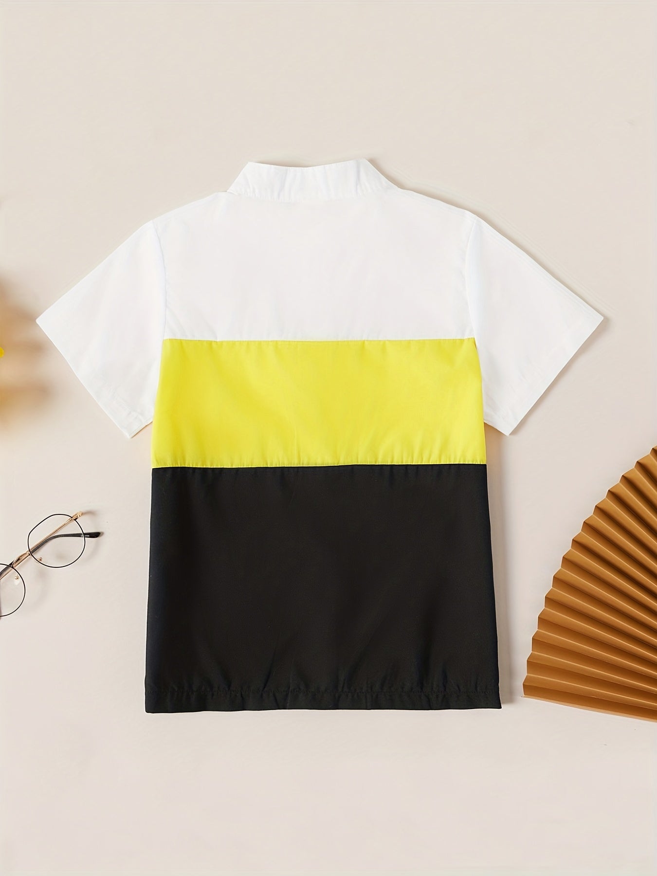 Boys Casual Lapel Shirt Short Sleeve Top for Summer