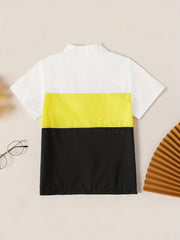 Boys Casual Lapel Shirt Short Sleeve Top for Summer