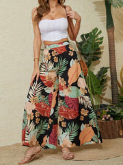 Floral Print Wide Leg Pants Casual Loose Pants for Spring & Summer