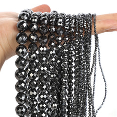 Faceted Hematite Beads Natural Stone Round Loose Beads 2-12mm
