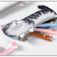 Simulation Cat Pencil Case Printed Cat Stationery Bag
