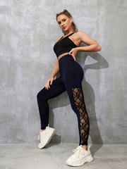 Yoga Pants with Phone Pocket and Lace Inserts