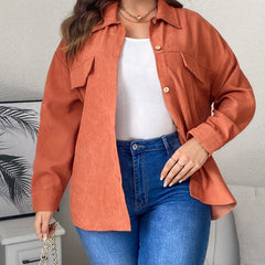 Corduroy Button Up Casual Blouse