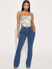 Flared Leg Stretch Denim Pants