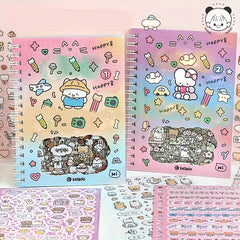 Cartoon Character Sticker Book - 14 Adorable Animal & Food Themed Stickers