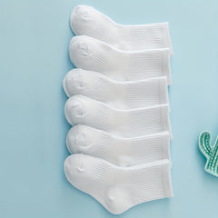 6 Pairs Girls Kids Causal Sports Socks Breathable Comfy Crew Plain Socks