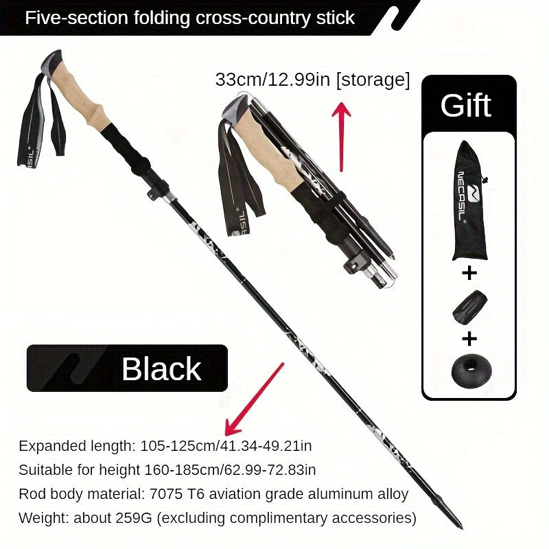 Aluminum Alloy Folding Hiking Pole with Steel Bead Lock