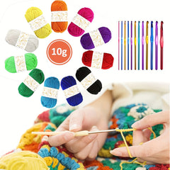 24pcs Crochet Yarn Set - Acrylic and Cotton - 10g - 12 Stitches - 2 Hooks