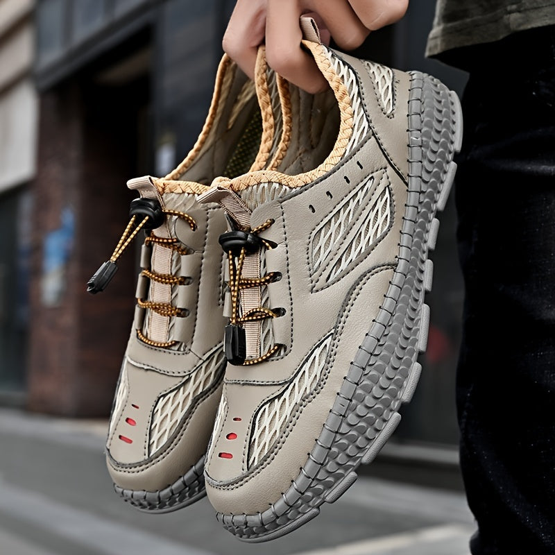 EXSHERO Men's Casual Platform Shoes Breathable Stitching Sneakers