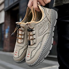 EXSHERO Men's Casual Platform Shoes Breathable Stitching Sneakers