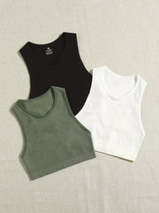 3pcs Seamless Sleeveless Fitness Yoga Top