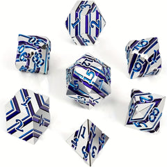 Metal Set of 7 Striped Dice Table Dice for Party Gathering