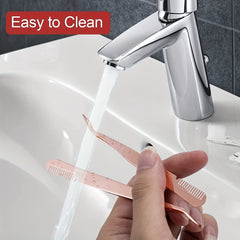 Eyelash Applicator Tool 2 in 1 Curved Lash Tweezers with Comb