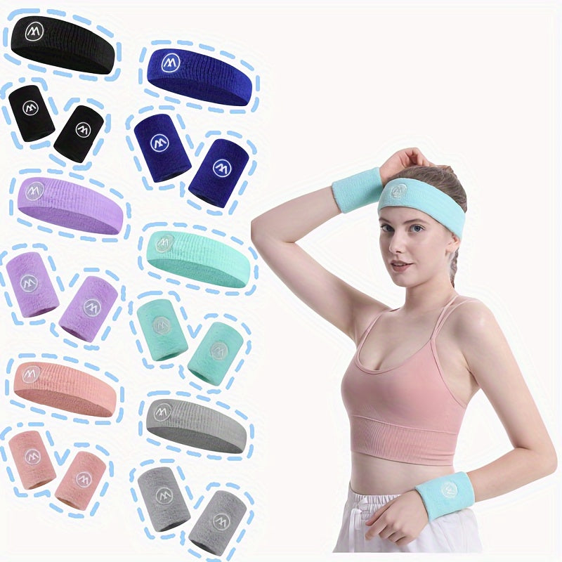 Breathable Sweat Absorbent Headband & Wristbands Set