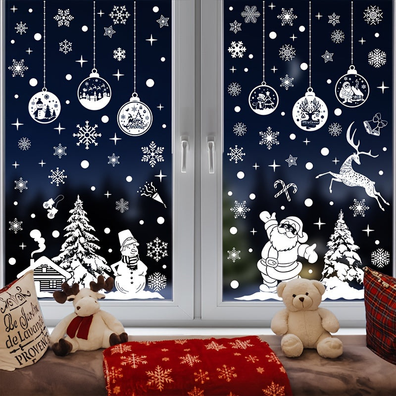 9pcs Christmas Window Snowflake Clings Stickers - Glass Win