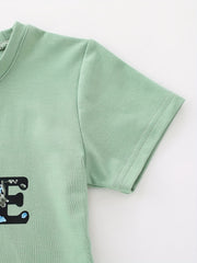 2pcs Toddler Girls LOVE And Floral T Shirt Top & Leggings Set