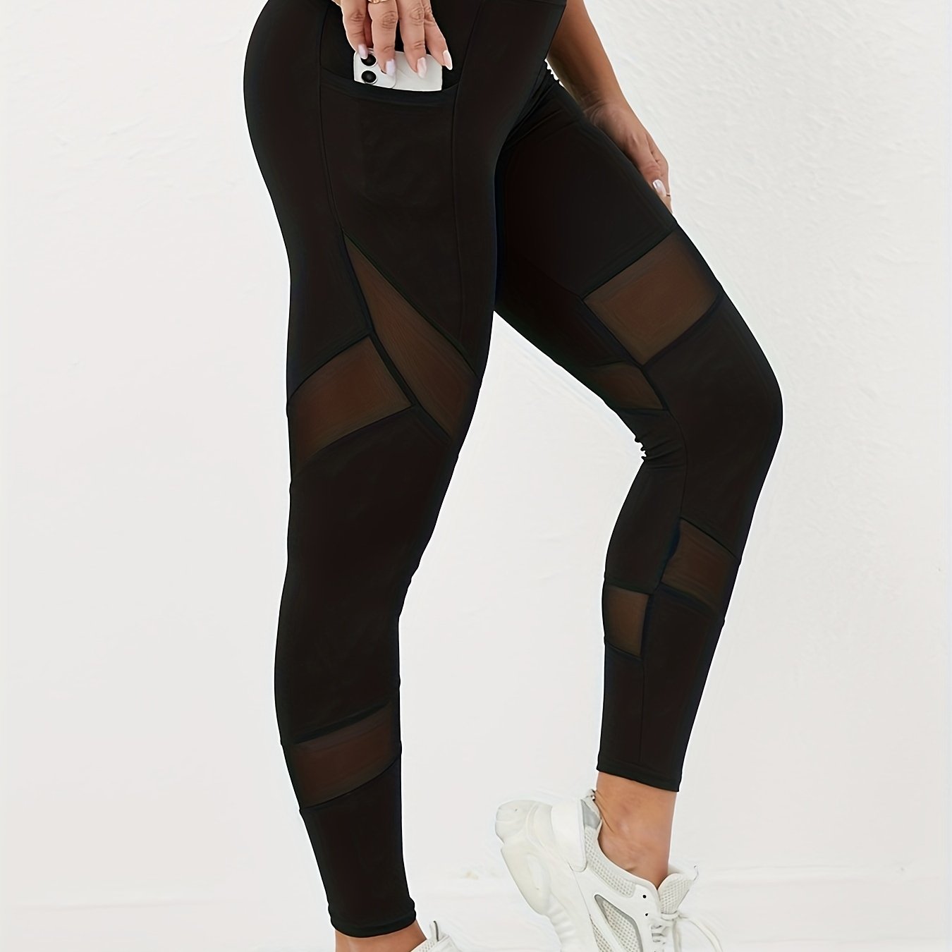 High Waist Mesh Yoga Pants w/ Pockets Tummy Control Leggings