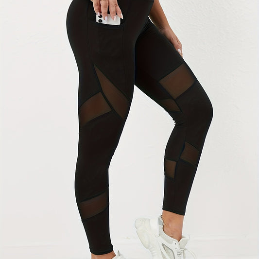 High Waist Mesh Yoga Pants w/ Pockets Tummy Control Leggings