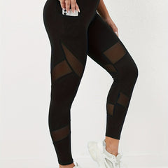High Waist Mesh Yoga Pants w/ Pockets Tummy Control Leggings