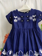 Girls Short Sleeve Cotton Dress Summer Princess Costume Embroidered Outfit