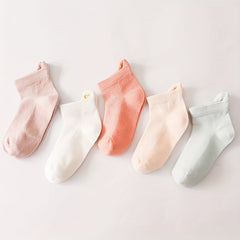 5 Pairs Kids Breathable Boat Socks for Spring & Summer