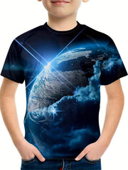 Breathable Planet Graphic T Shirt for Boys - Ideal for Summer