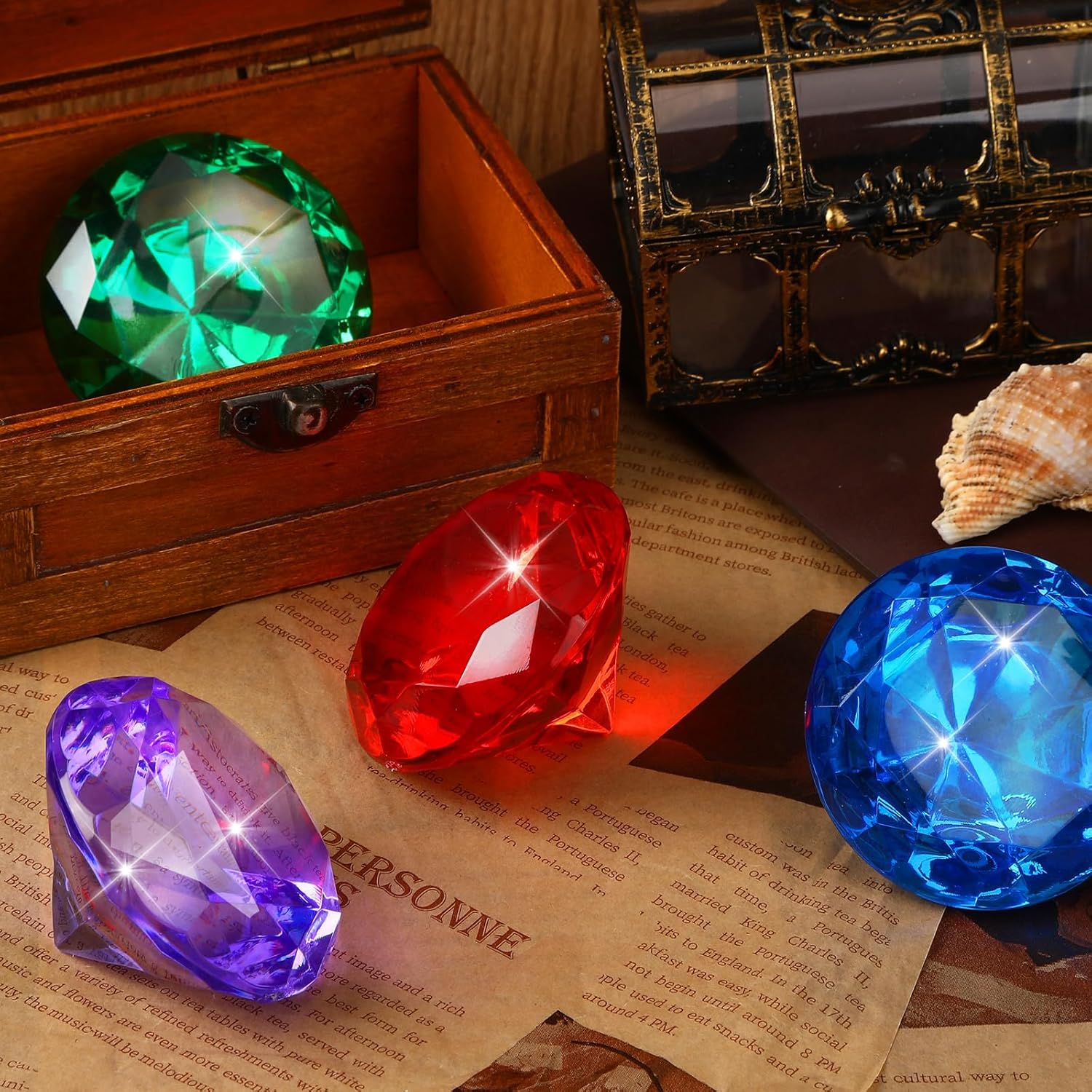 8pcs Large Acrylic Diamond Gems in Multiple Colors for Holidays and Events