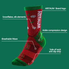 ARITAUM Christmas Socks Men Women Athletic Crew Arch Compression Socks