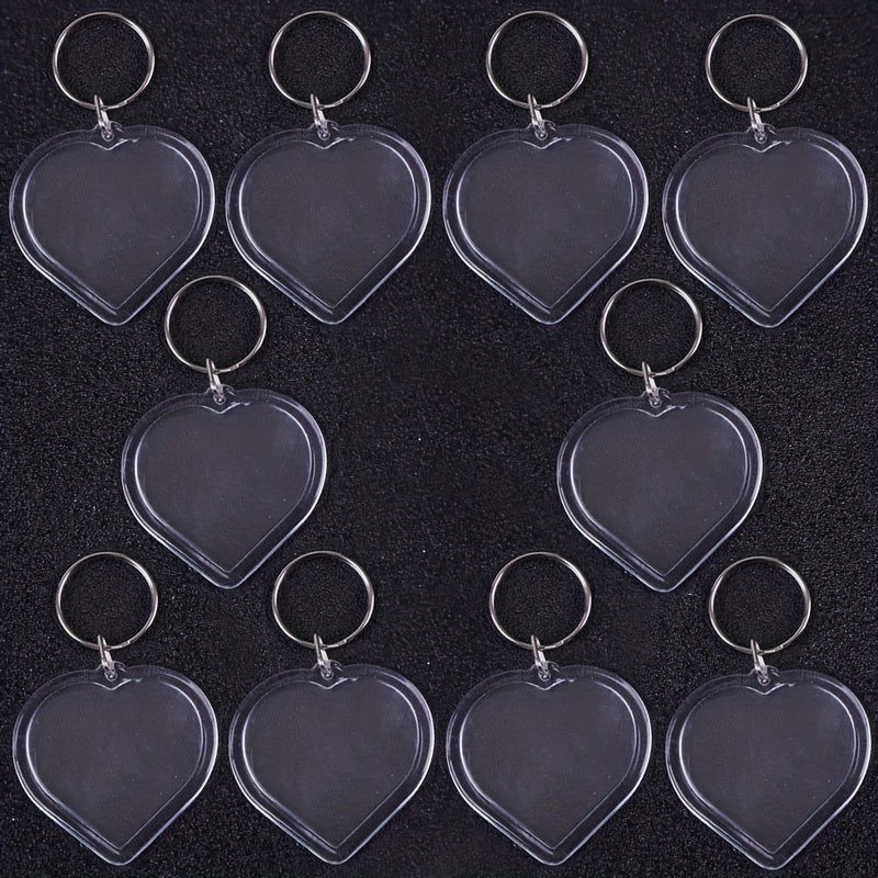 10pcs Heart Acrylic Blank DIY Photo Key Chains - Heart Shape Bag Accessories
