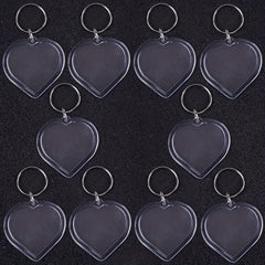10pcs Heart Acrylic Blank DIY Photo Key Chains - Heart Shape Bag Accessories