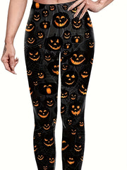 Pumpkin Print High Stretch Leggings