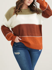 Colorblock Drop Shoulder Sweater