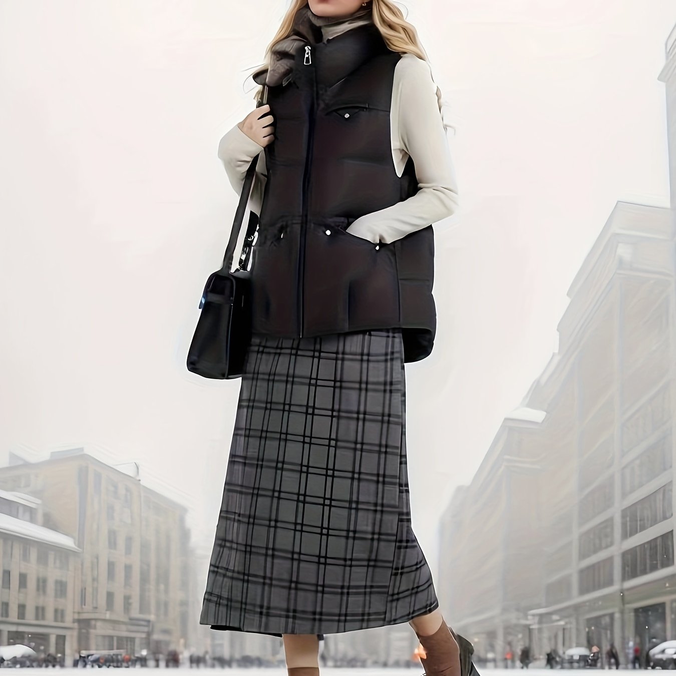 Women's Lightweight Sleeveless Puffer Vest for Winter Sports