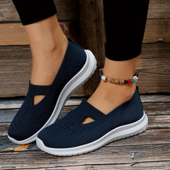 Women's Cut Out Knitted Sneakers Casual Slip On Shoes