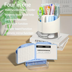 Multifunctional Pen Holder Large Capacity With Mirror Storage Box